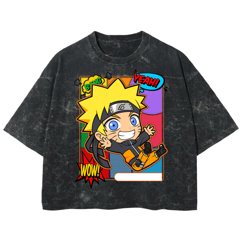 Playera streetwear premium de anime y gaming ExtraLife MX, corte boxy deluxe mineral wash heavyweight en color Acid Wash, moda urbana mexicana de culto.