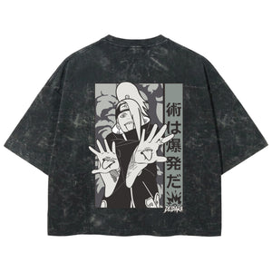 Playera streetwear premium de anime y gaming ExtraLife MX, corte boxy deluxe mineral wash heavyweight en color Acid Wash, moda urbana mexicana de culto.