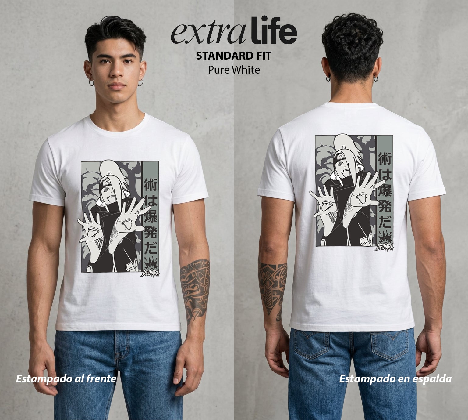La Aldea Oculta | Zorro de Nueve Colas #02754 - Playera Standard Fit | Pure White - Foto en modelo