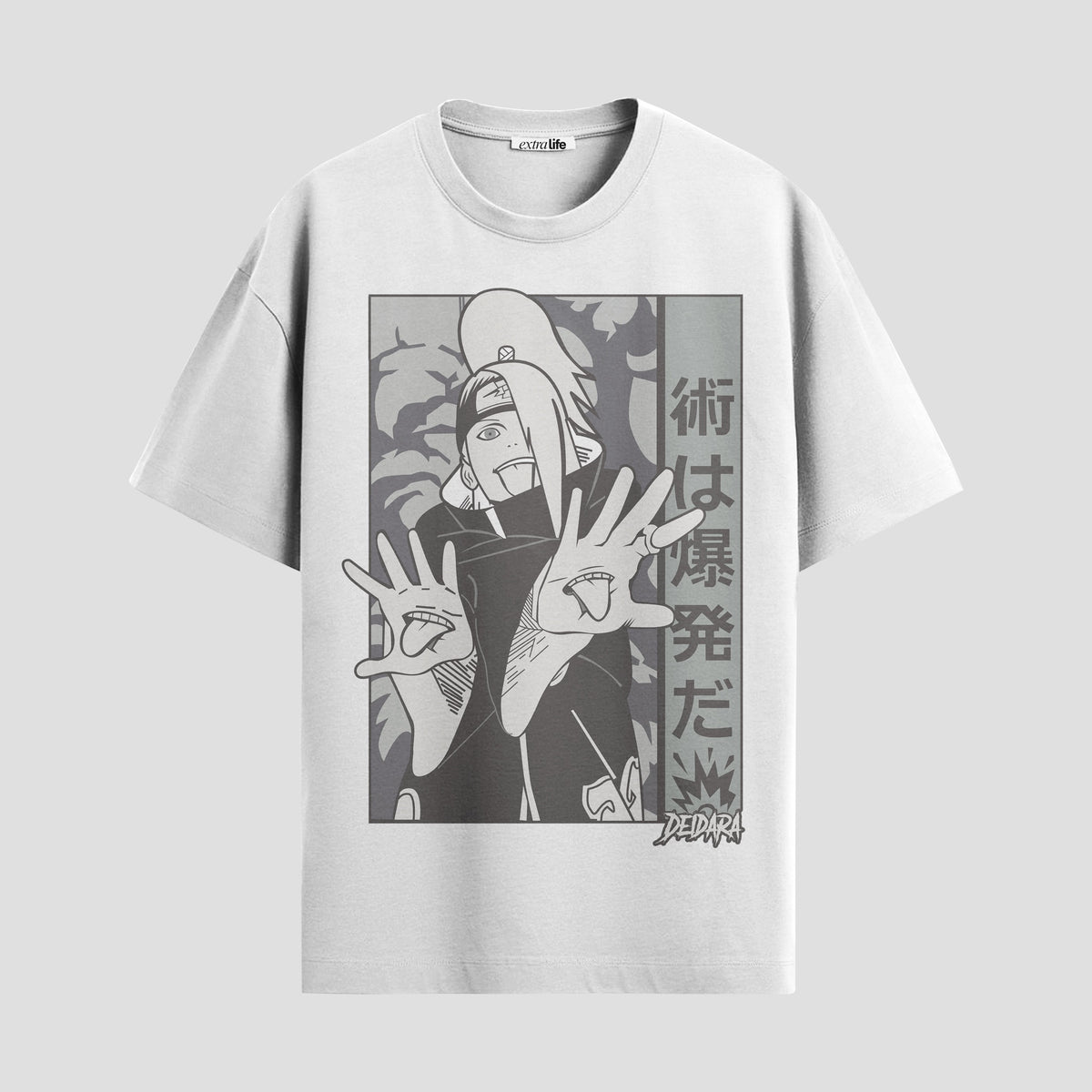 Playera urbana de anime y gaming ExtraLife MX, corte Classic Premium unisex ligero y transpirable en color Deep Black y Pure White, ropa de uso diario para gym y casual.
