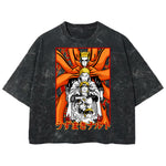 Playera streetwear premium de anime y gaming ExtraLife MX, corte boxy deluxe mineral wash heavyweight en color Acid Wash, moda urbana mexicana de culto.