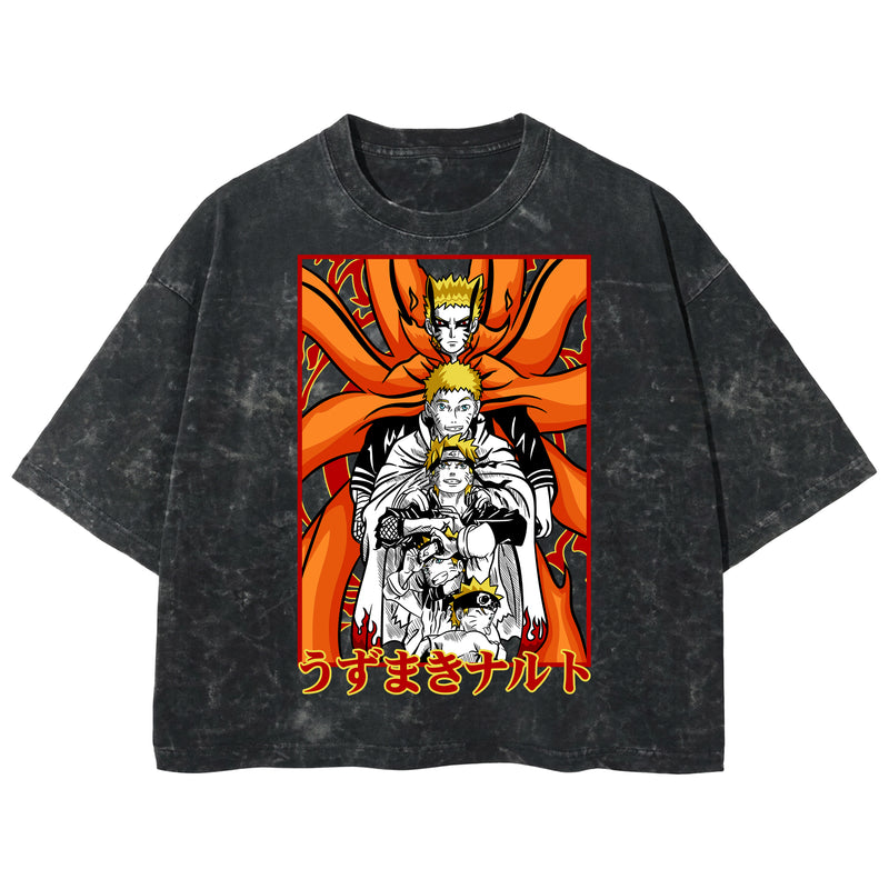 Playera streetwear premium de anime y gaming ExtraLife MX, corte boxy deluxe mineral wash heavyweight en color Acid Wash, moda urbana mexicana de culto.