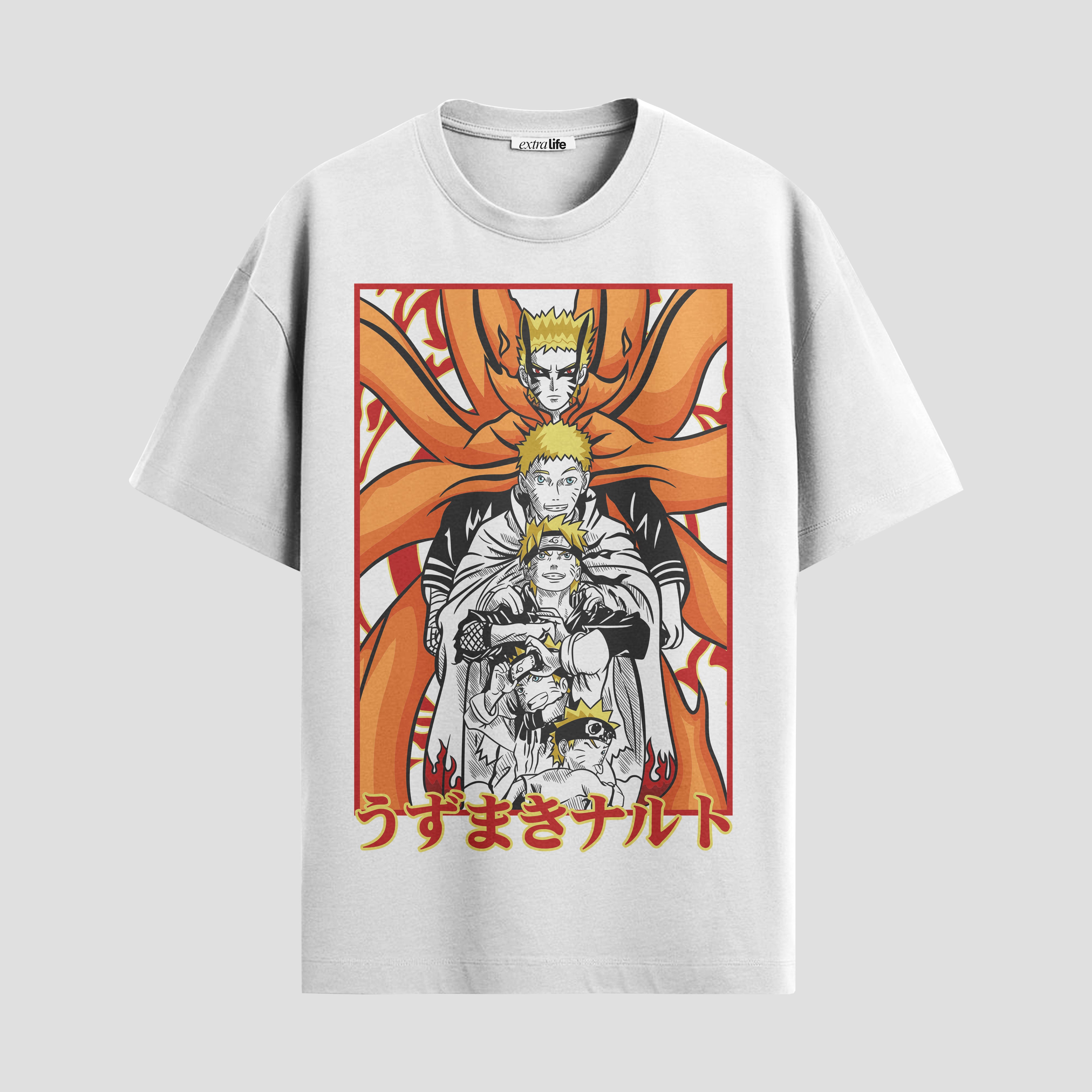 Playera urbana de anime y gaming ExtraLife MX, corte Standard Fit unisex ligero y transpirable en color Deep Black y Pure White, ropa de uso diario para gym y casual.