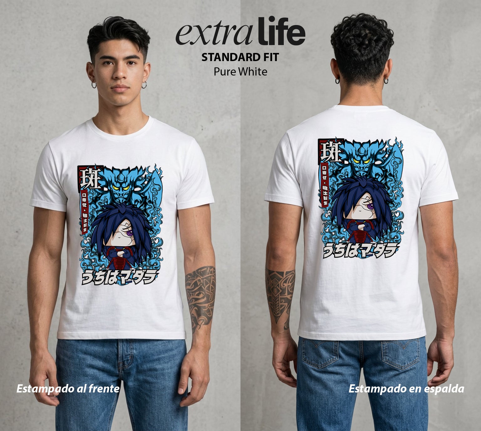La Aldea Oculta | Zorro de Nueve Colas Pop Art #02757 - Playera Standard Fit | Pure White - Foto en modelo