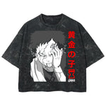 Playera streetwear premium de anime y gaming ExtraLife MX, corte boxy deluxe mineral wash heavyweight en color Acid Wash, moda urbana mexicana de culto.