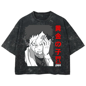 Playera streetwear premium de anime y gaming ExtraLife MX, corte boxy deluxe mineral wash heavyweight en color Acid Wash, moda urbana mexicana de culto.