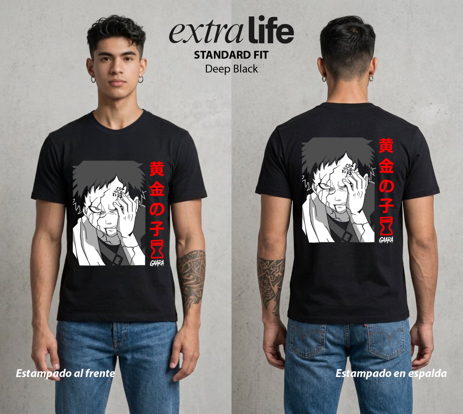La Aldea Oculta | Zorro de Nueve Colas #02759 - Playera Standard Fit | Deep Black - Foto en modelo