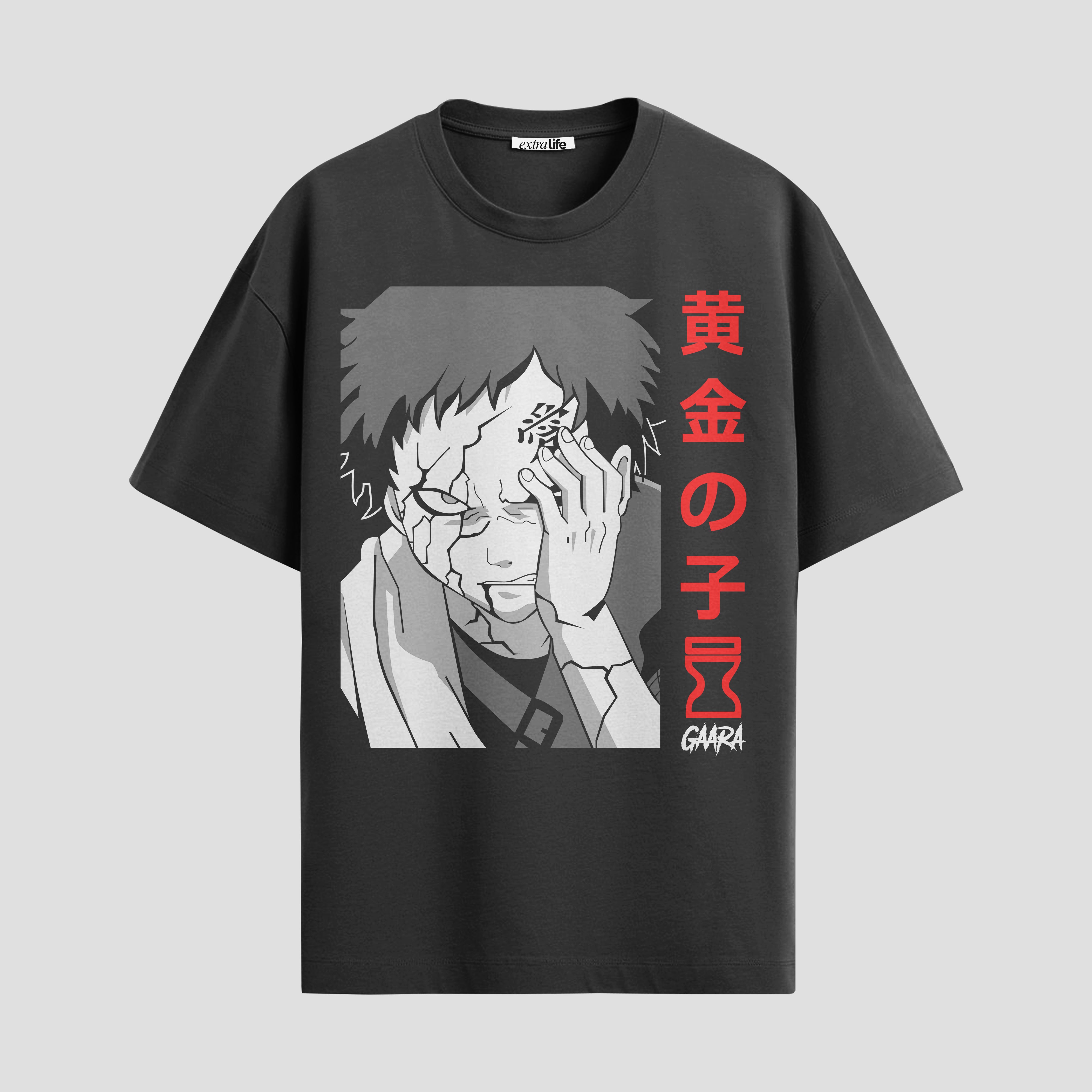 Playera urbana de anime y gaming ExtraLife MX, corte Standard Fit unisex ligero y transpirable en color Deep Black y Pure White, ropa de uso diario para gym y casual.