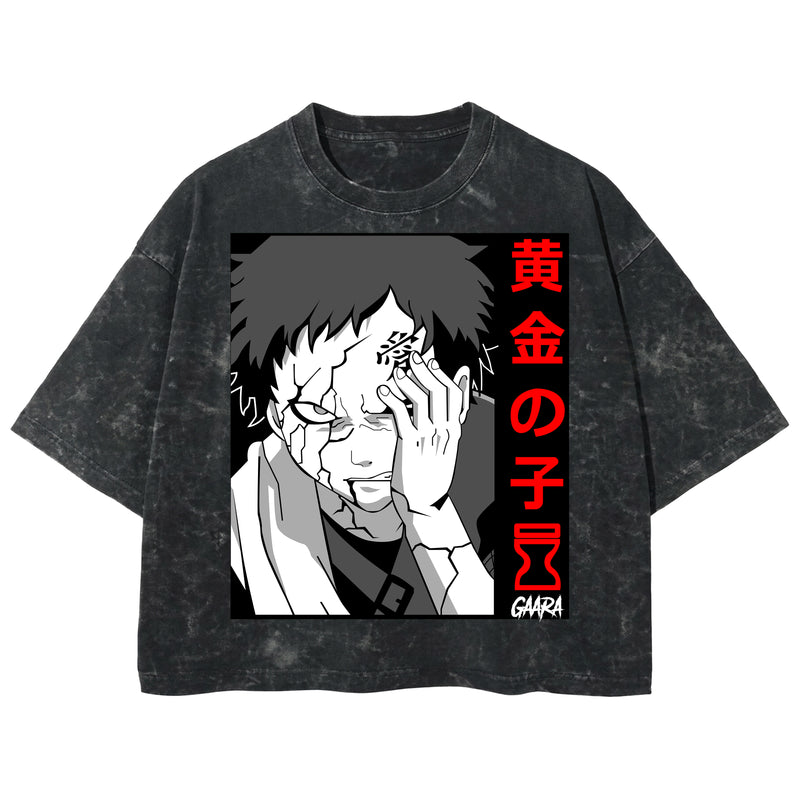 Playera streetwear premium de anime y gaming ExtraLife MX, corte boxy deluxe mineral wash heavyweight en color Acid Wash, moda urbana mexicana de culto.