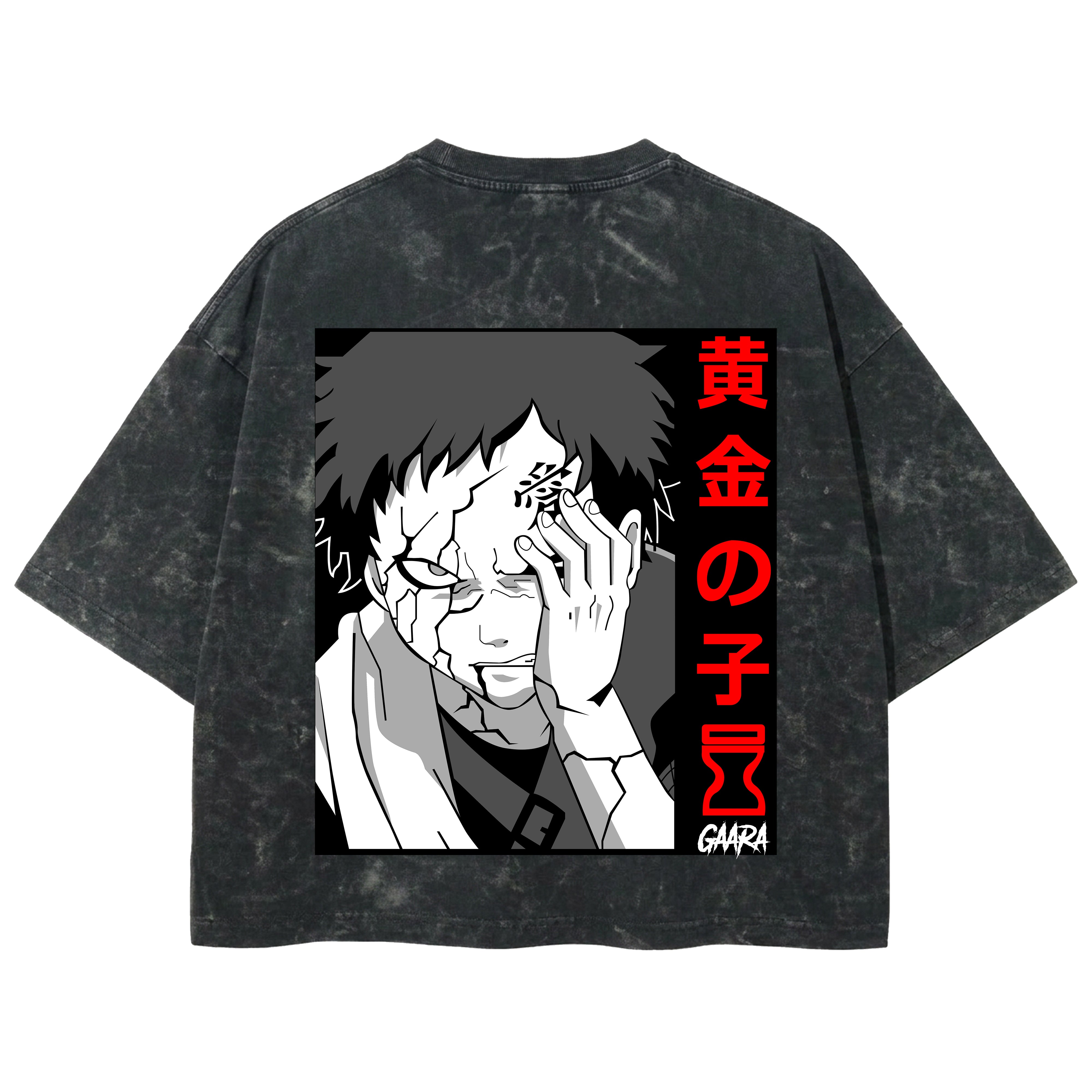 Playera streetwear premium de anime y gaming ExtraLife MX, corte boxy deluxe mineral wash heavyweight en color Acid Wash, moda urbana mexicana de culto.