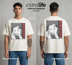 La Aldea Oculta | El Hokage del Futuro #02760 - Playera Oversized Premium | Off White - Foto en modelo