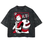 Playera streetwear premium de anime y gaming ExtraLife MX, corte boxy deluxe mineral wash heavyweight en color Acid Wash, moda urbana mexicana de culto.