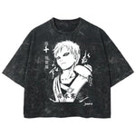 Playera streetwear premium de anime y gaming ExtraLife MX, corte boxy deluxe mineral wash heavyweight en color Acid Wash, moda urbana mexicana de culto.