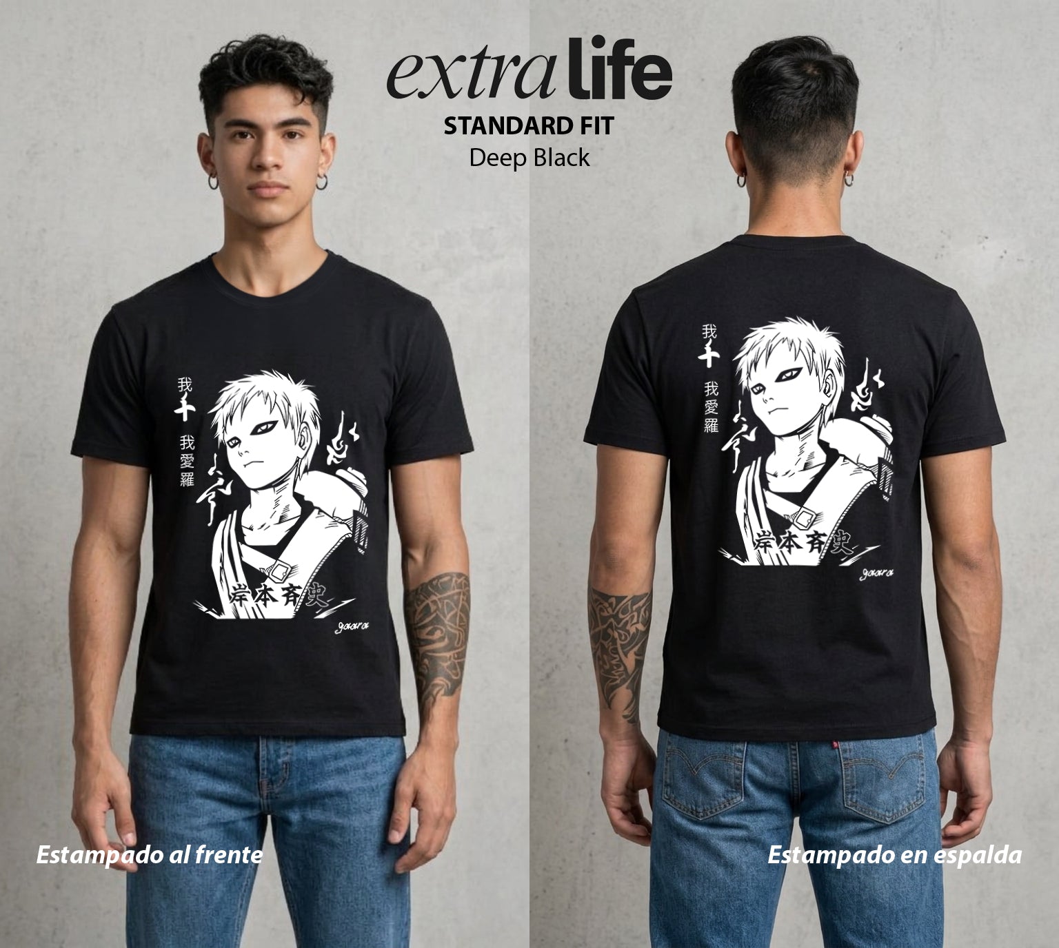 La Aldea Oculta | Poder del Chakra Zorro #02763 - Playera Standard Fit | Deep Black - Foto en modelo