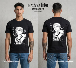 La Aldea Oculta | Poder del Chakra Zorro #02763 - Playera Standard Fit | Deep Black - Foto en modelo