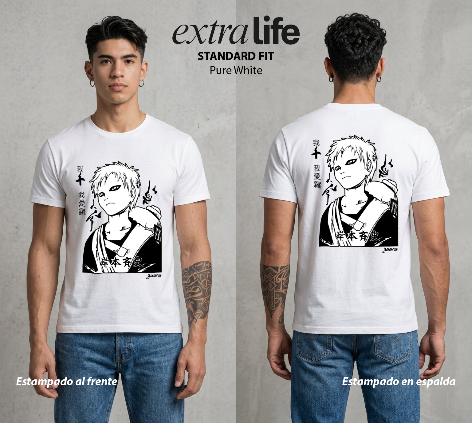 La Aldea Oculta | Ninja de la Hoja #02764 - Playera Standard Fit | Pure White - Foto en modelo