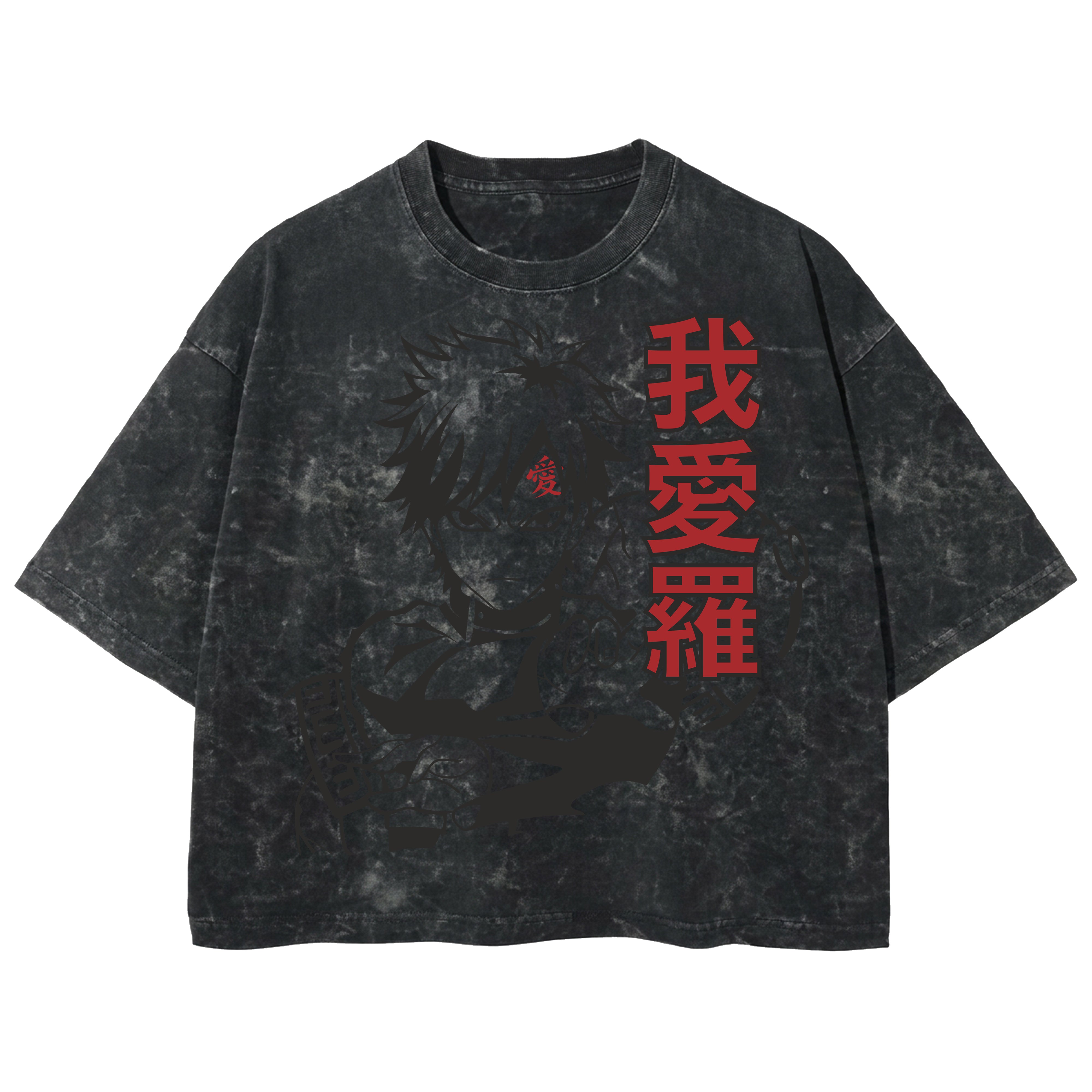 Playera streetwear premium de anime y gaming ExtraLife MX, corte boxy deluxe mineral wash heavyweight en color Acid Wash, moda urbana mexicana de culto.