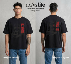 La Aldea Oculta | El Hokage del Futuro #02767 - Playera Oversized Premium | Deep Black - Foto en modelo