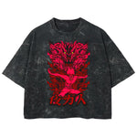 Playera streetwear premium de anime y gaming ExtraLife MX, corte boxy deluxe mineral wash heavyweight en color Acid Wash, moda urbana mexicana de culto.