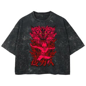 Playera streetwear premium de anime y gaming ExtraLife MX, corte boxy deluxe mineral wash heavyweight en color Acid Wash, moda urbana mexicana de culto.