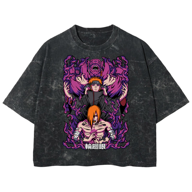 Playera streetwear premium de anime y gaming ExtraLife MX, corte boxy deluxe mineral wash heavyweight en color Acid Wash, moda urbana mexicana de culto.