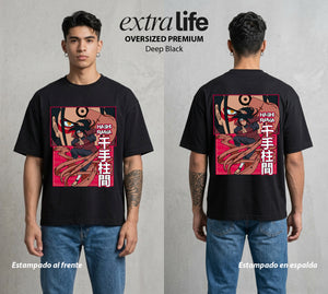 La Aldea Oculta | Dattebayo del Viento #02776 - Playera Oversized Premium | Deep Black - Foto en modelo