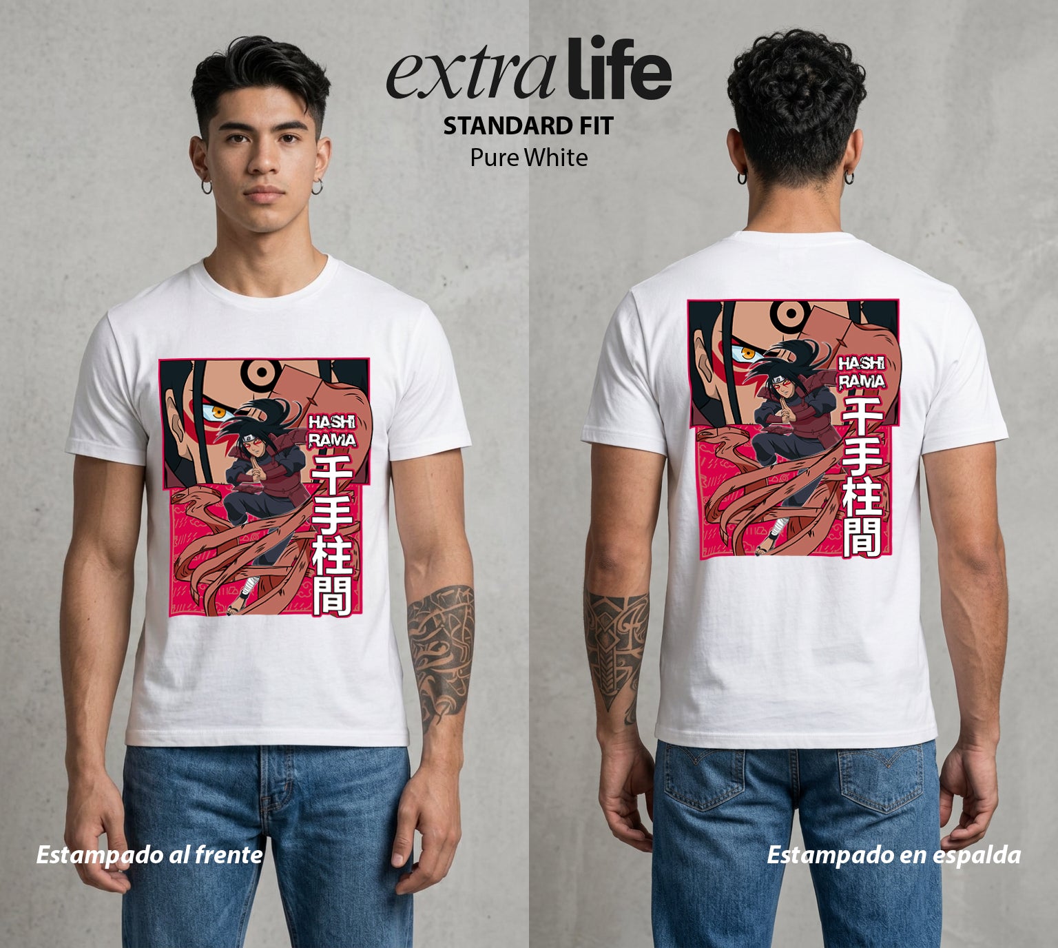 La Aldea Oculta | Dattebayo del Viento #02776 - Playera Standard Fit | Pure White - Foto en modelo