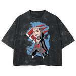 Playera streetwear premium de anime y gaming ExtraLife MX, corte boxy deluxe mineral wash heavyweight en color Acid Wash, moda urbana mexicana de culto.