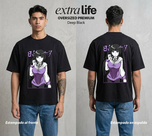 La Aldea Oculta | El Hokage del Futuro #02780 - Playera Oversized Premium | Deep Black - Foto en modelo