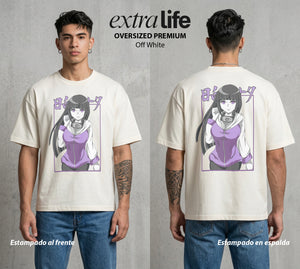 La Aldea Oculta | El Hokage del Futuro #02780 - Playera Oversized Premium | Off White - Foto en modelo