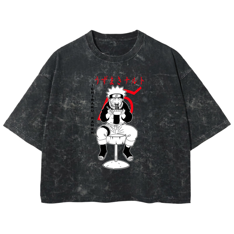 Playera streetwear premium de anime y gaming ExtraLife MX, corte boxy deluxe mineral wash heavyweight en color Acid Wash, moda urbana mexicana de culto.
