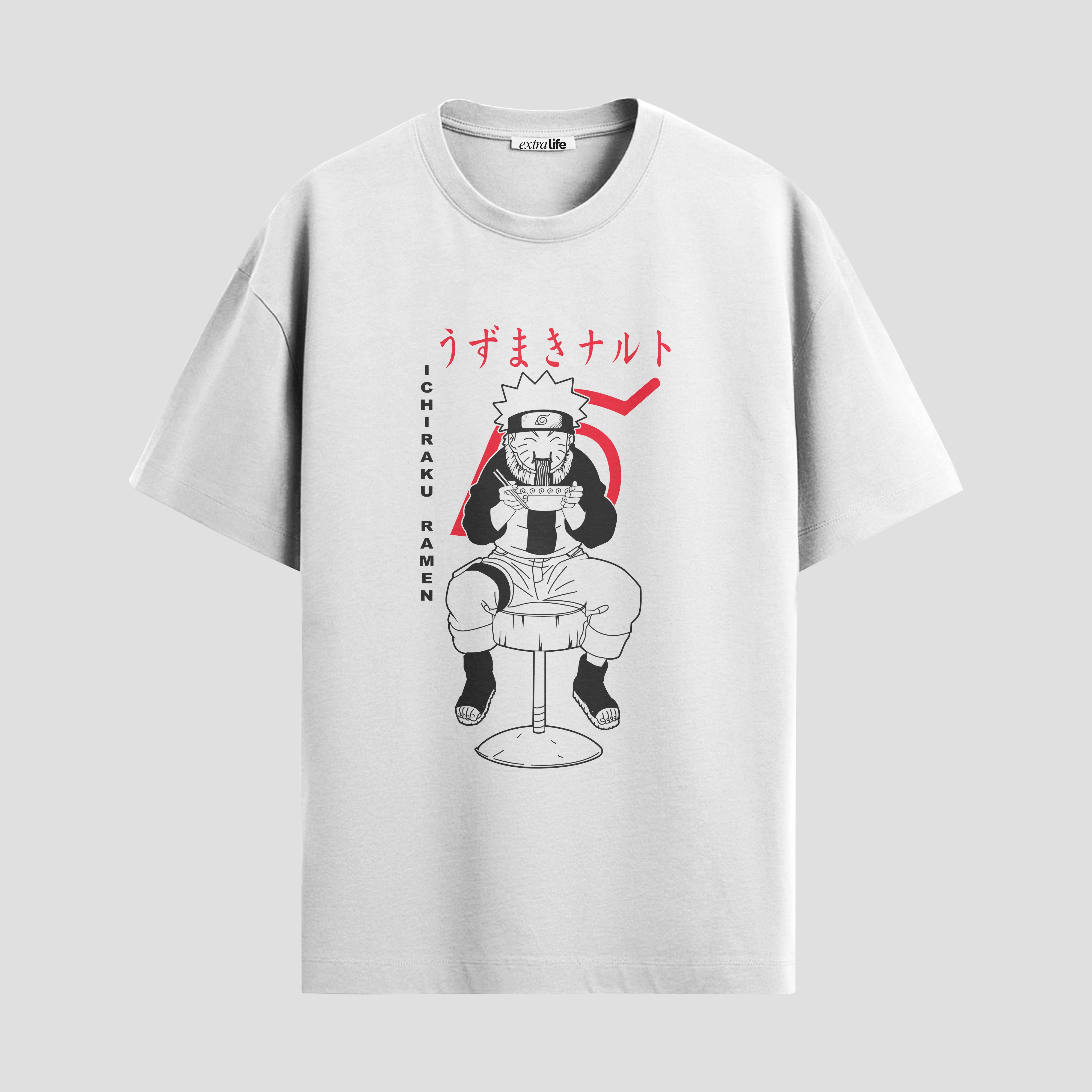 Playera urbana de anime y gaming ExtraLife MX, corte Standard Fit unisex ligero y transpirable en color Deep Black y Pure White, ropa de uso diario para gym y casual.