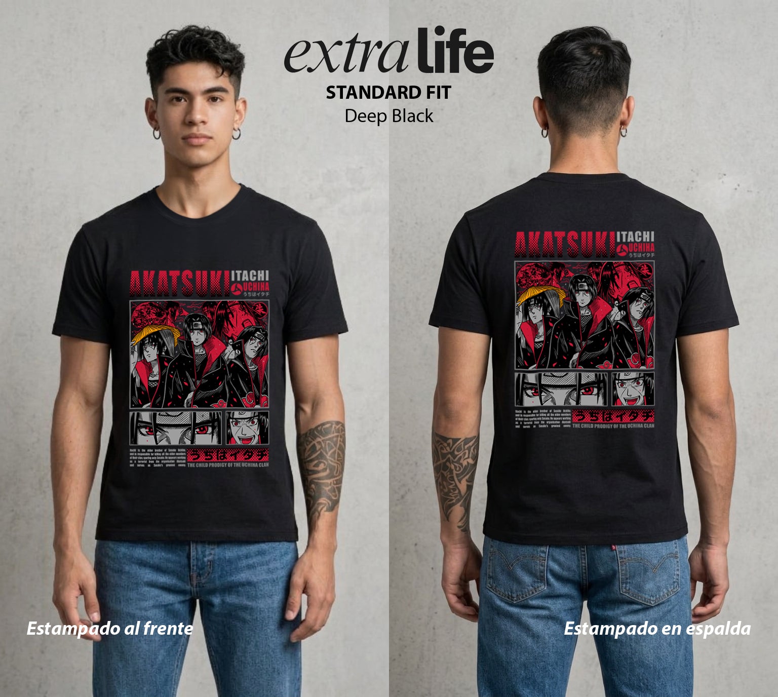 La Aldea Oculta | Zorro de Nueve Colas #02784 - Playera Standard Fit | Deep Black - Foto en modelo