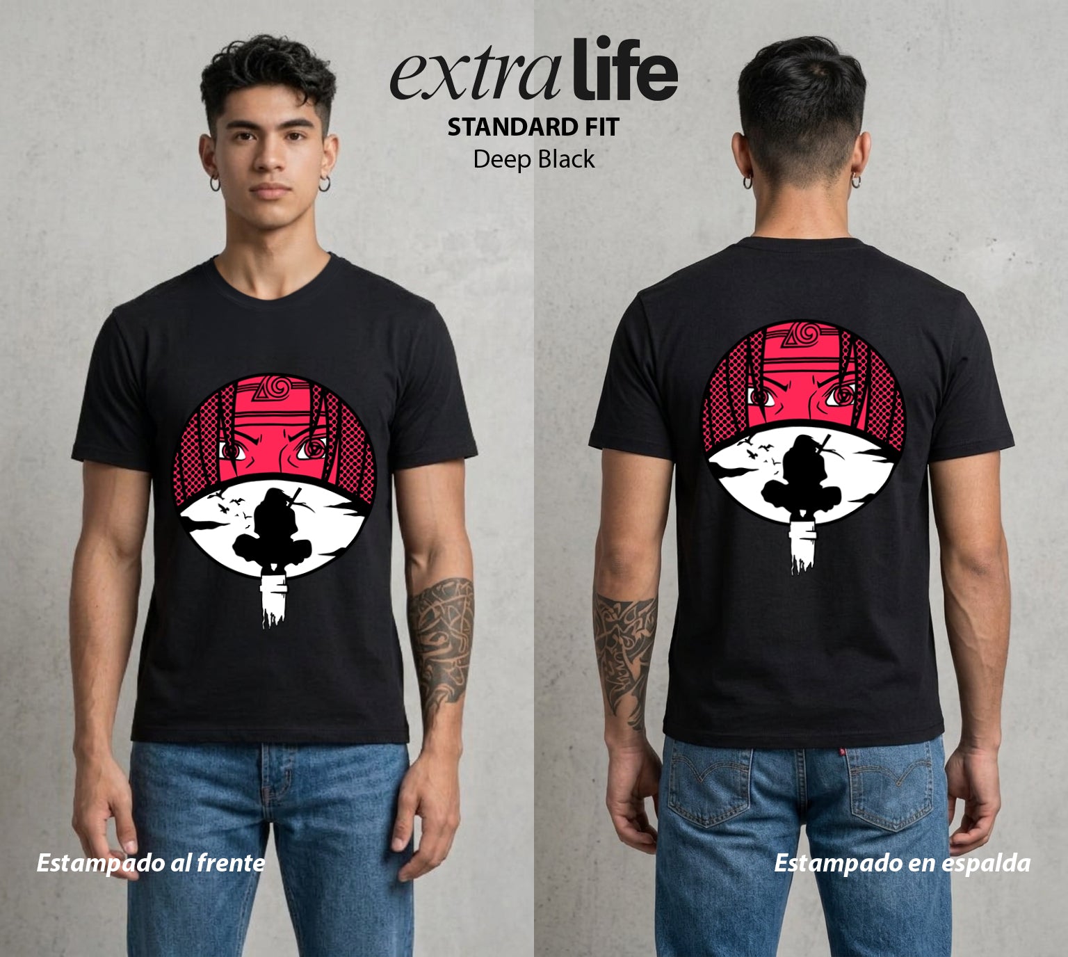 La Aldea Oculta | El Hokage del Futuro #02785 - Playera Standard Fit | Deep Black - Foto en modelo