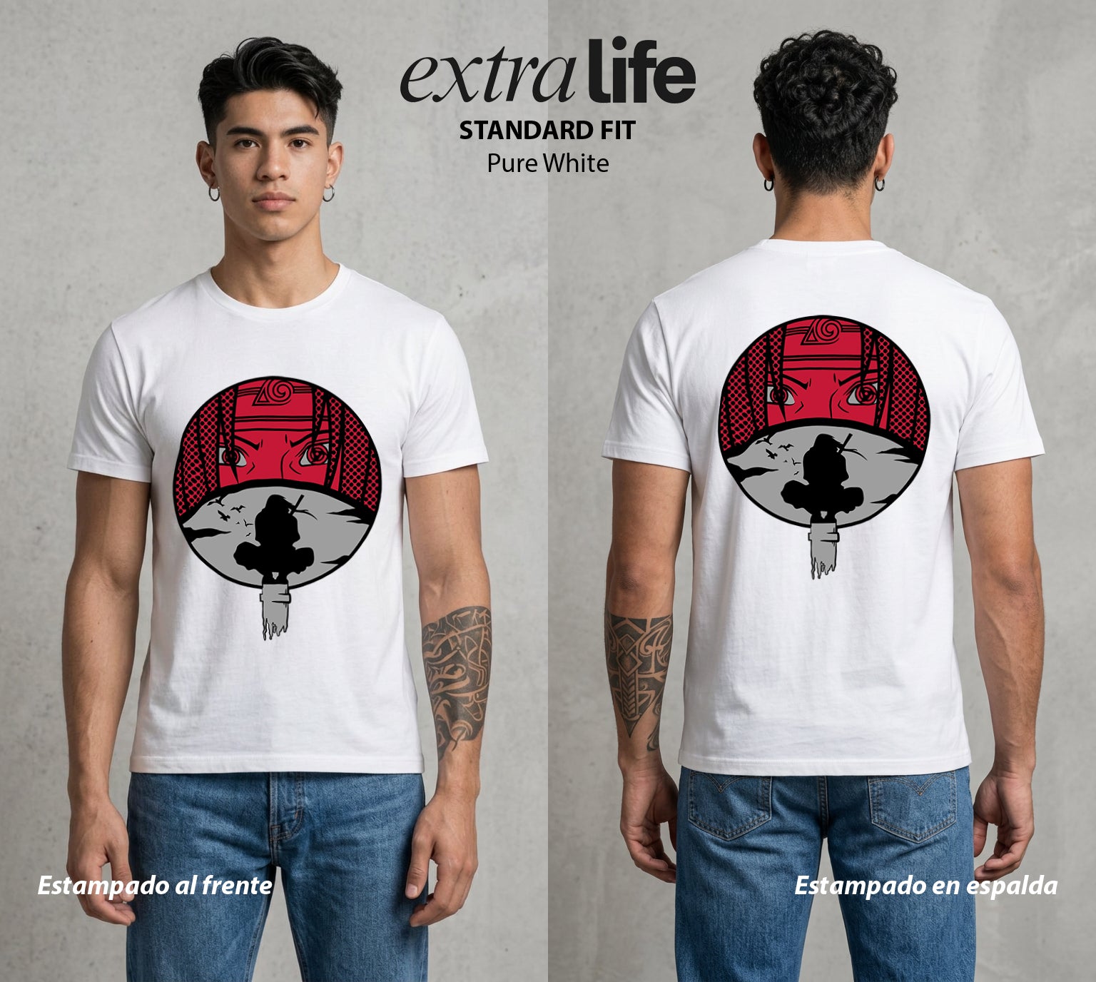 La Aldea Oculta | Dattebayo del Viento #02786 - Playera Standard Fit | Pure White - Foto en modelo