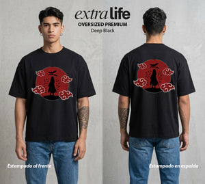 La Aldea Oculta | El Hokage del Futuro #02789 - Playera Oversized Premium | Deep Black - Foto en modelo