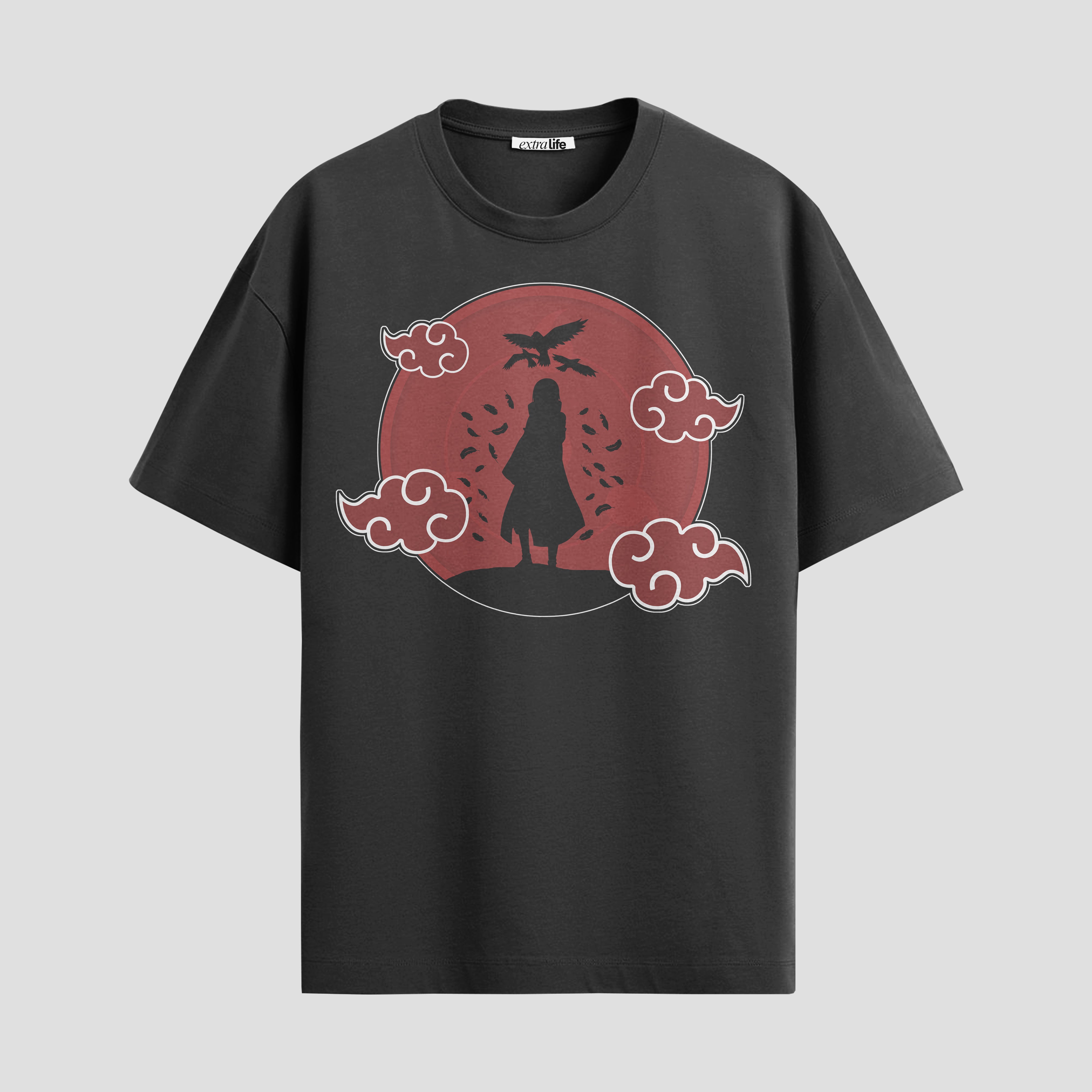 Playera urbana de anime y gaming ExtraLife MX, corte Standard Fit unisex ligero y transpirable en color Deep Black y Pure White, ropa de uso diario para gym y casual.