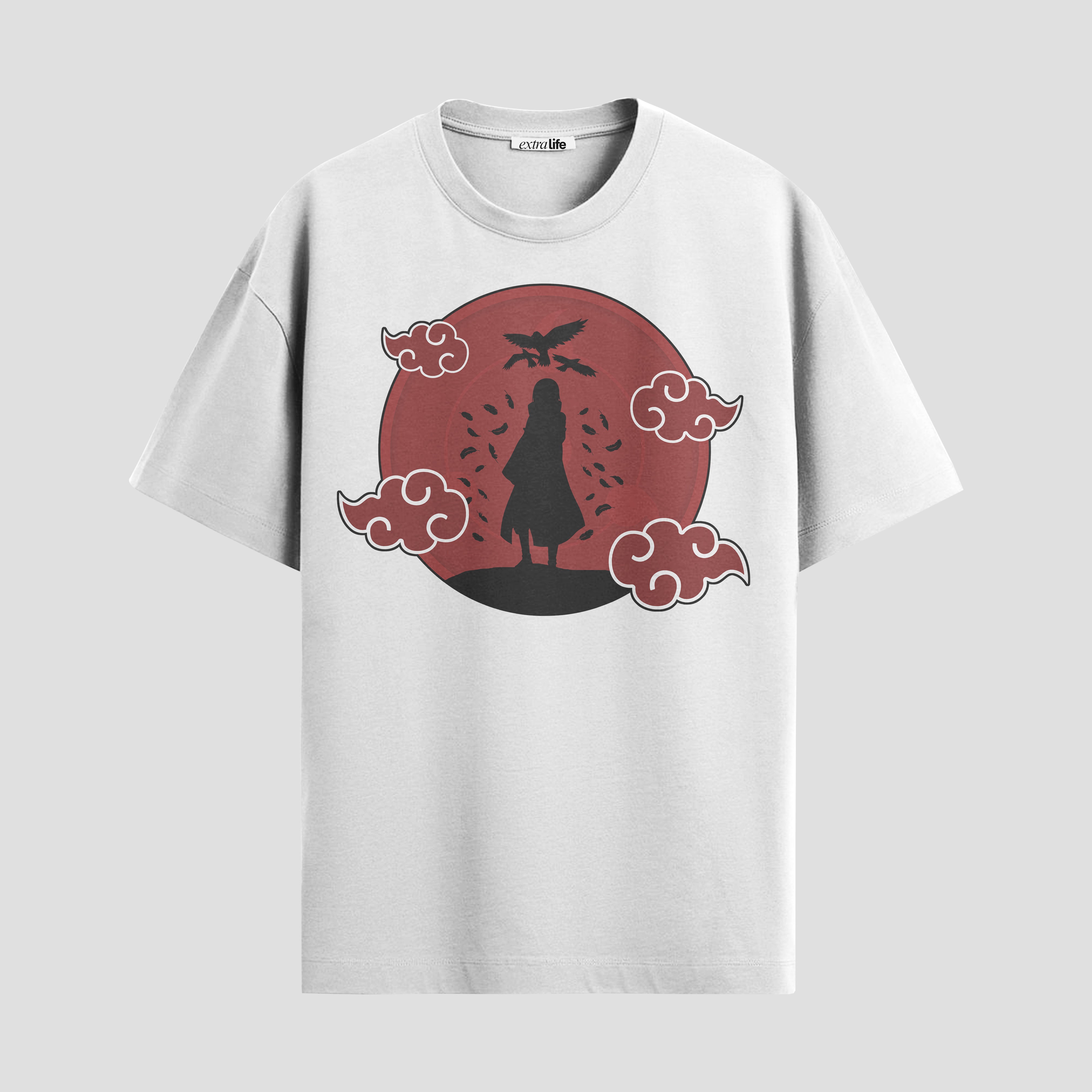 Playera urbana de anime y gaming ExtraLife MX, corte Standard Fit unisex ligero y transpirable en color Deep Black y Pure White, ropa de uso diario para gym y casual.