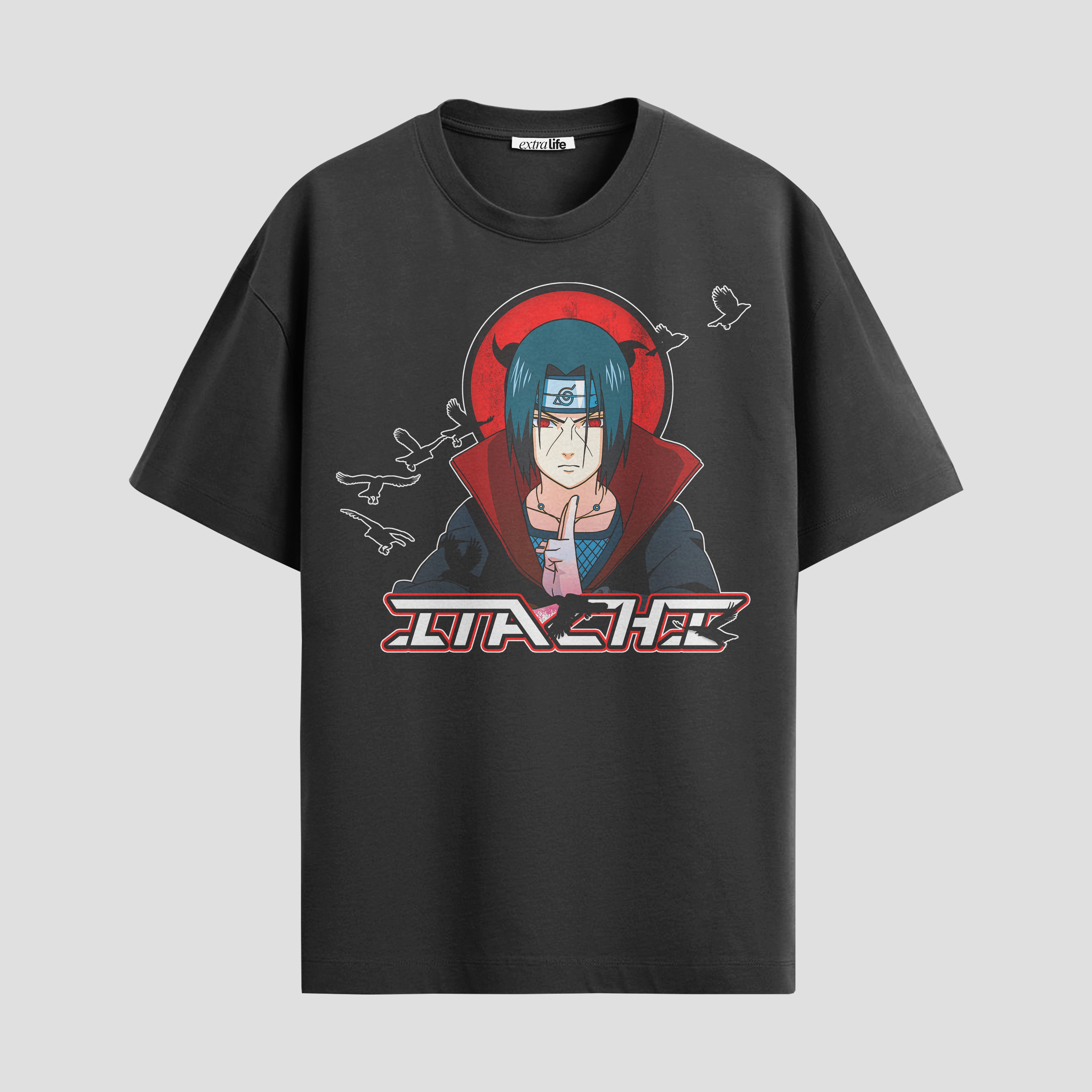 Playera urbana de anime y gaming ExtraLife MX, corte Standard Fit unisex ligero y transpirable en color Deep Black y Pure White, ropa de uso diario para gym y casual.