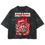 Playera streetwear premium de anime y gaming ExtraLife MX, corte boxy deluxe mineral wash heavyweight en color Acid Wash, moda urbana mexicana de culto.