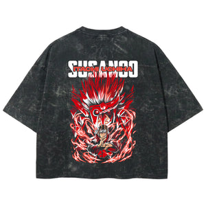 Playera streetwear premium de anime y gaming ExtraLife MX, corte boxy deluxe mineral wash heavyweight en color Acid Wash, moda urbana mexicana de culto.