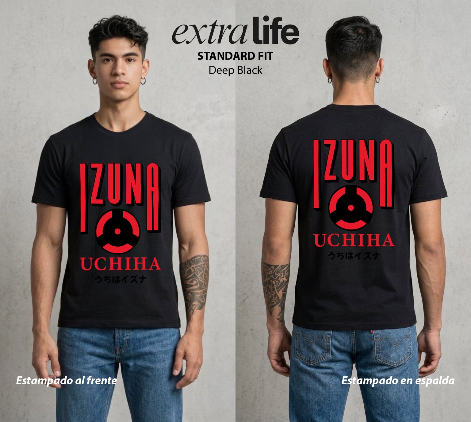 La Aldea Oculta | Zorro de Nueve Colas #02797 - Playera Standard Fit | Deep Black - Foto en modelo