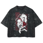Playera streetwear premium de anime y gaming ExtraLife MX, corte boxy deluxe mineral wash heavyweight en color Acid Wash, moda urbana mexicana de culto.