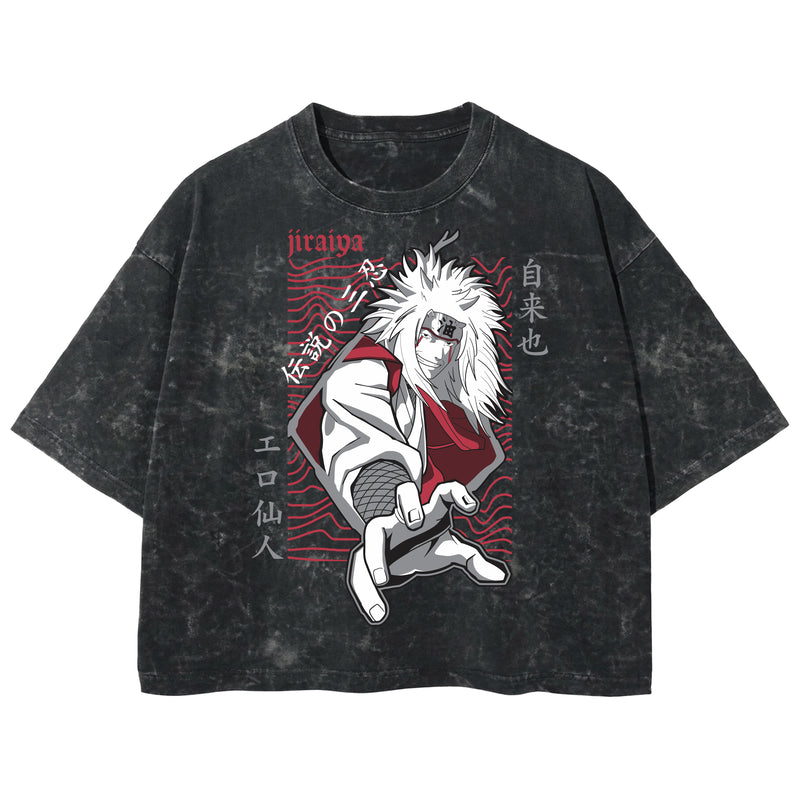 Playera streetwear premium de anime y gaming ExtraLife MX, corte boxy deluxe mineral wash heavyweight en color Acid Wash, moda urbana mexicana de culto.