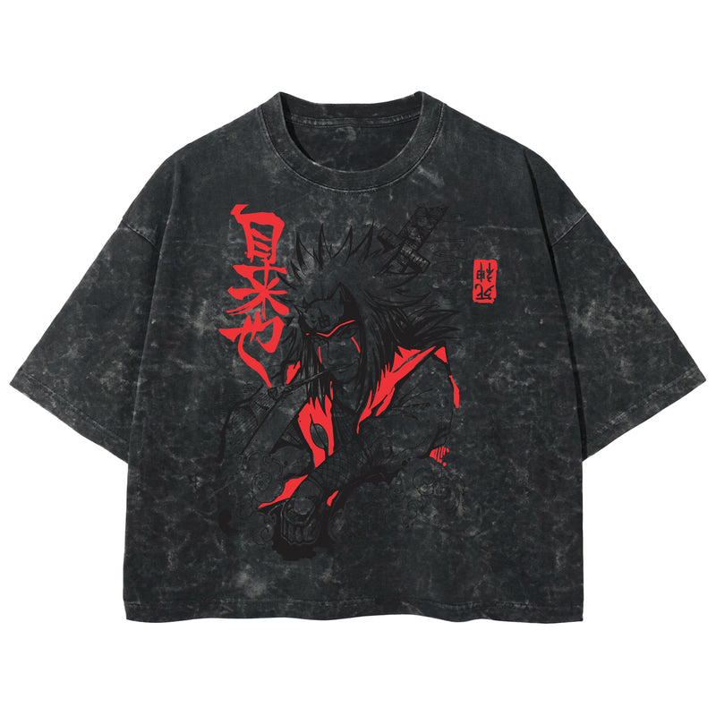 Playera streetwear premium de anime y gaming ExtraLife MX, corte boxy deluxe mineral wash heavyweight en color Acid Wash, moda urbana mexicana de culto.