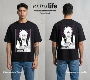 La Aldea Oculta | Poder del Chakra Zorro #02802 - Playera Oversized Premium | Deep Black - Foto en modelo