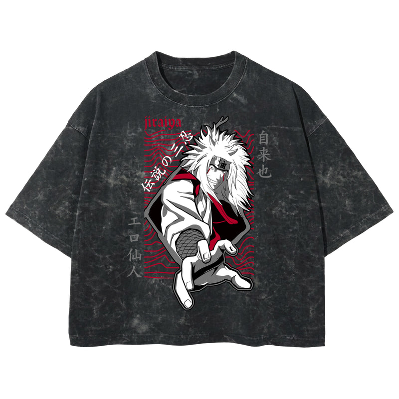 Playera streetwear premium de anime y gaming ExtraLife MX, corte boxy deluxe mineral wash heavyweight en color Acid Wash, moda urbana mexicana de culto.