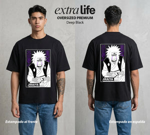 La Aldea Oculta | Spiritu del Zorro #02804 - Playera Oversized Premium | Deep Black - Foto en modelo