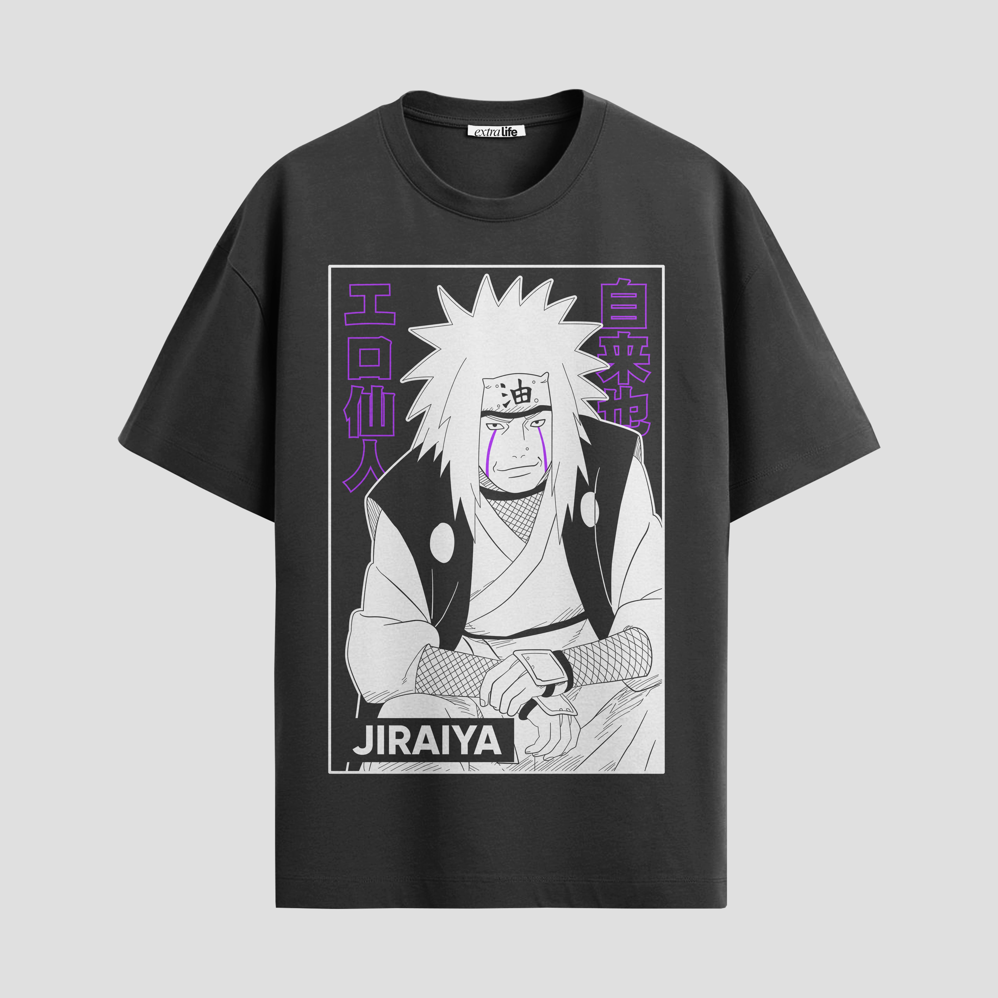 Playera urbana de anime y gaming ExtraLife MX, corte Standard Fit unisex ligero y transpirable en color Deep Black y Pure White, ropa de uso diario para gym y casual.