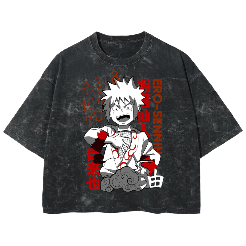 Playera streetwear premium de anime y gaming ExtraLife MX, corte boxy deluxe mineral wash heavyweight en color Acid Wash, moda urbana mexicana de culto.